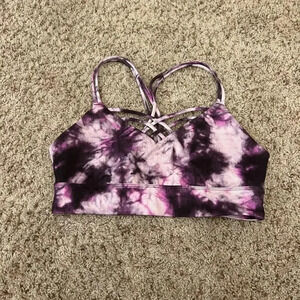Joy lab purple white pink tie dye crisscross back sports bra medium